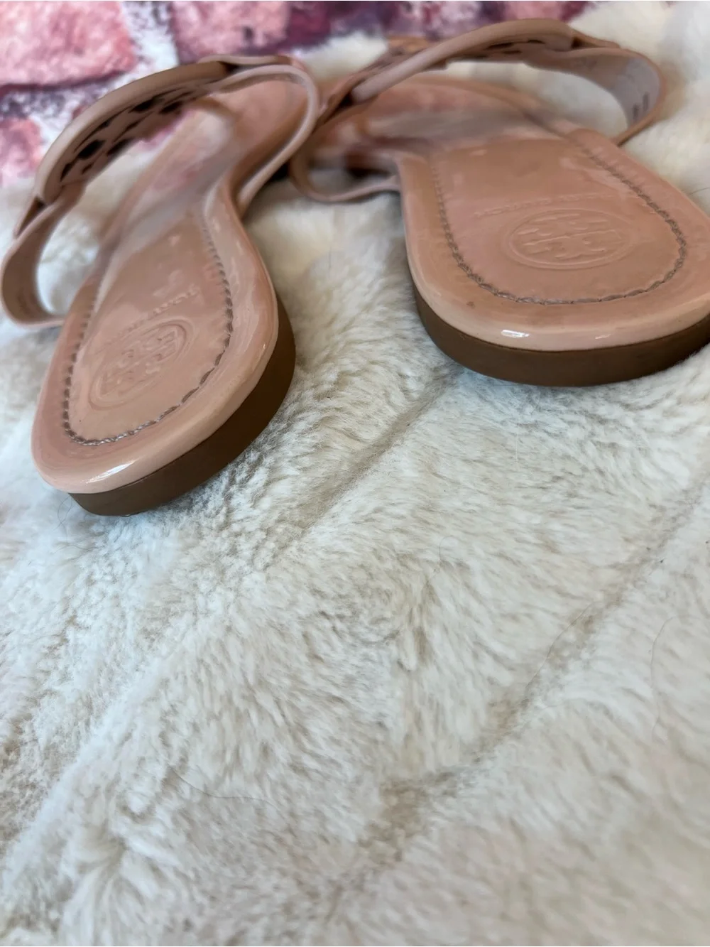 Tory Burch Miller Sandal Light Nude Tan Leather Thong Flats